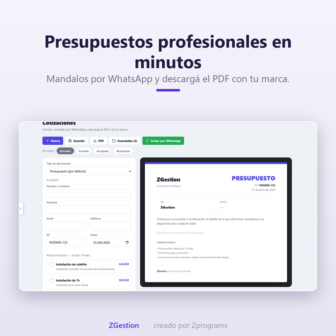 Presupuesto profesional en PDF