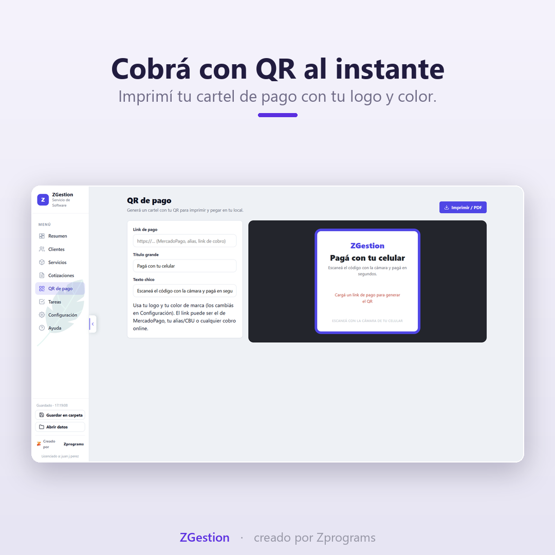 Cartel de pago con QR